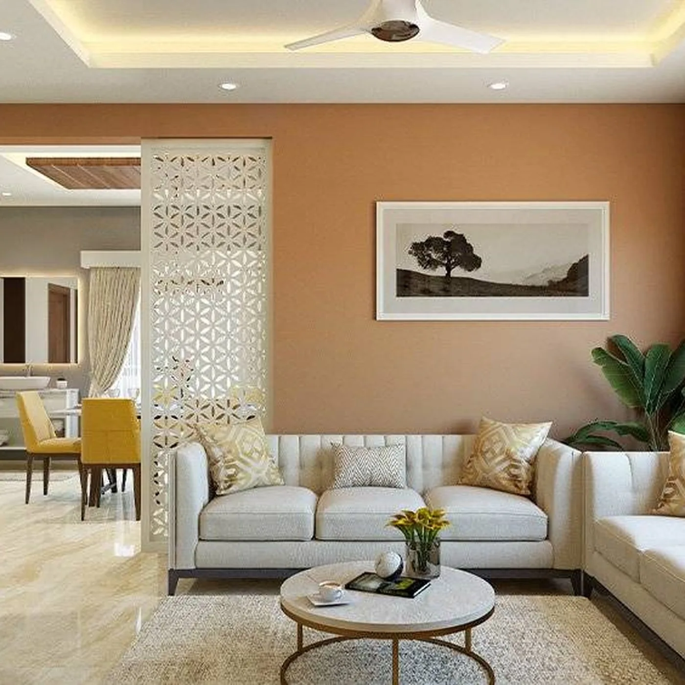 Finished premium interior with soft seating, feature lighting and warm palette — a Mindtech Solutions fit-out